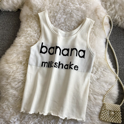 Maieu de damă cu inscripție și bretele largi