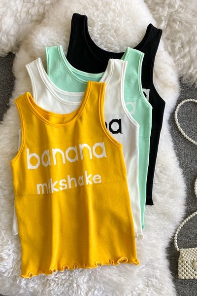 Maieu de damă cu inscripție și bretele largi