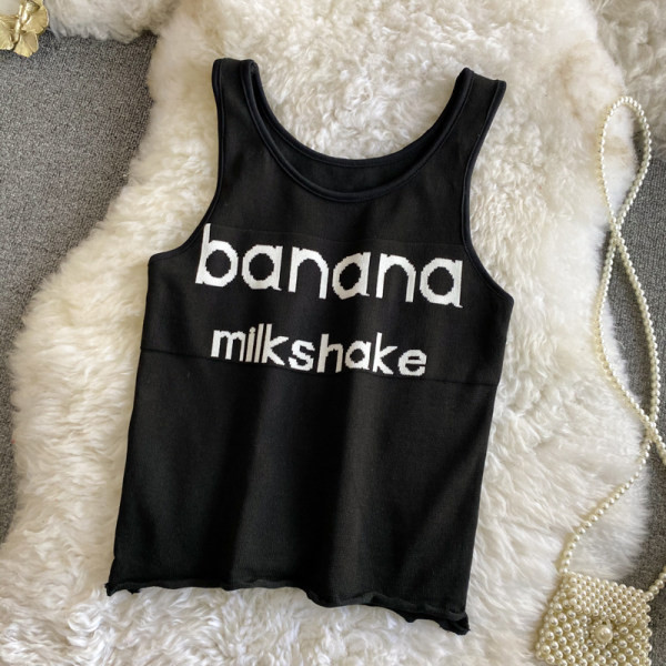 Maieu de damă cu inscripție și bretele largi