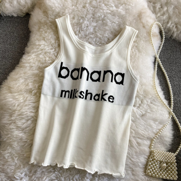 Maieu de damă cu inscripție și bretele largi