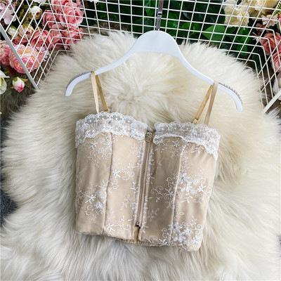 Top de dama cu dantela si fermoar