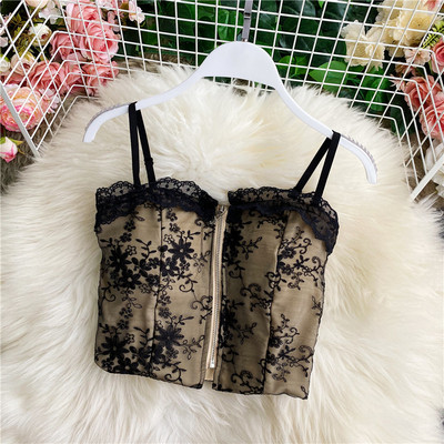 Top de dama cu dantela si fermoar