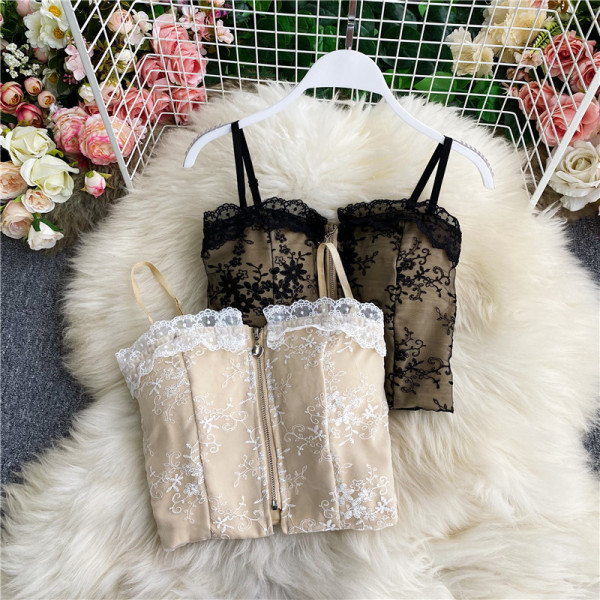 Top de dama cu dantela si fermoar