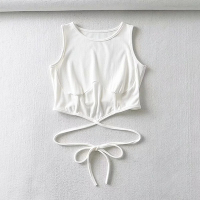 Top scurt cu cravate pentru femei