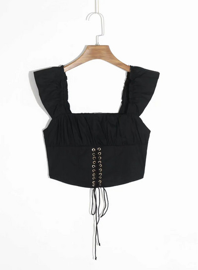 Bustiera scurta cu cravate si bretele late