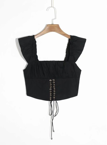 Bustiera scurta cu cravate si bretele late