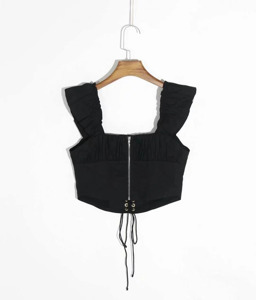 Bustiera scurta cu cravate si bretele late