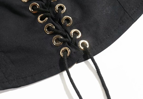 Bustiera scurta cu cravate si bretele late