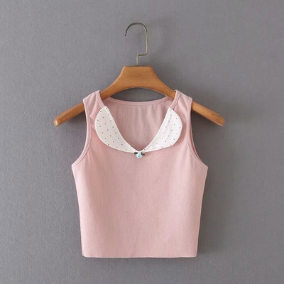 Maieu scurt cu guler non-standard pentru femei