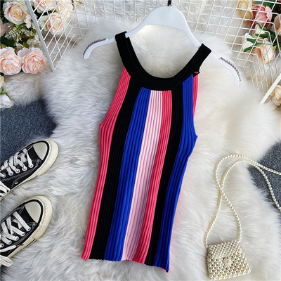 Maieu de damă în dungi cu decolteu rotund