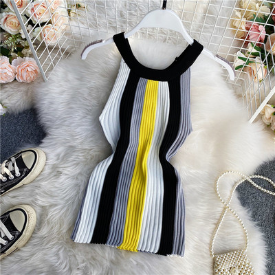 Maieu de damă în dungi cu decolteu rotund