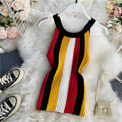 Maieu de damă în dungi cu decolteu rotund