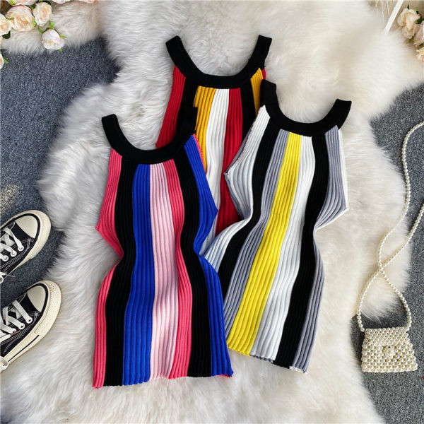 Maieu de damă în dungi cu decolteu rotund