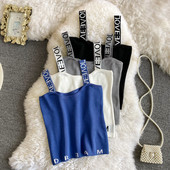 Maieu casual de damă cu inscripție și bretele