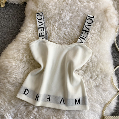 Maieu casual de damă cu inscripție și bretele