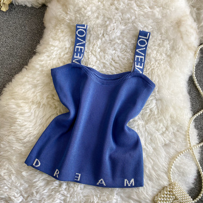 Maieu casual de damă cu inscripție și bretele