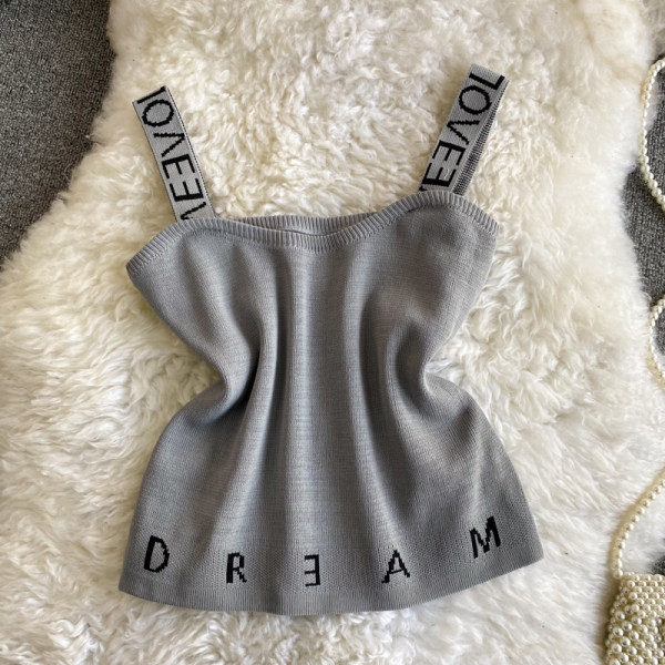 Maieu casual de damă cu inscripție și bretele