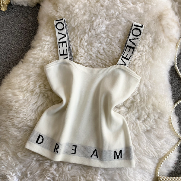 Maieu casual de damă cu inscripție și bretele