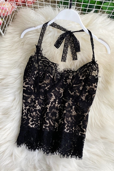 Maieu de damă din dantelă cu bretele