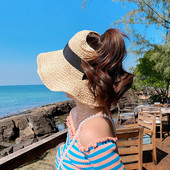 Palarie de paie de dama pentru plaja