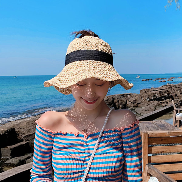 Palarie de paie de dama pentru plaja