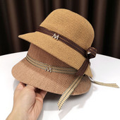 Pălărie de protecție solară pentru femei cu panglică