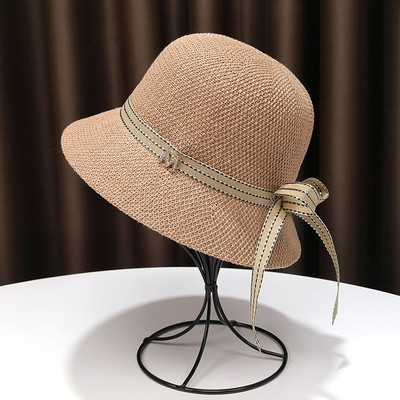 Pălărie de protecție solară pentru femei cu panglică