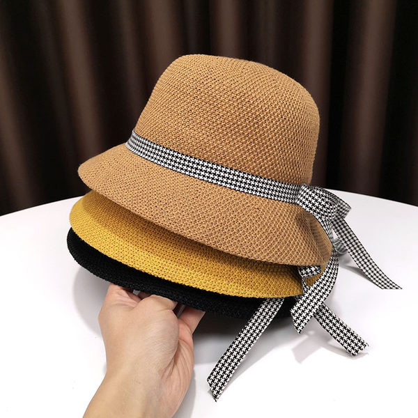 Palarie de vara dama cu panglica in carouri