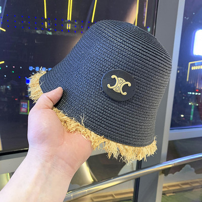 Pălărie casual de damă din paie cu emblemă