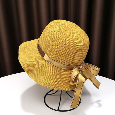 Palarie de protectie solara pentru femei cu panglica si vizor