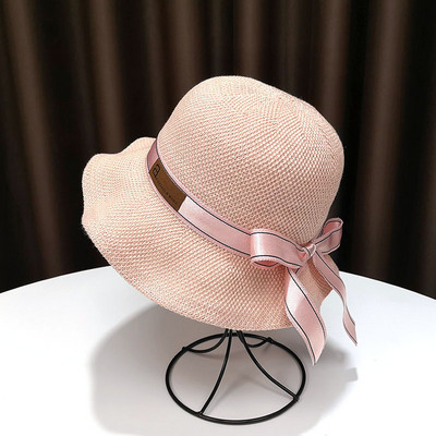 Palarie de protectie solara pentru femei cu panglica si vizor