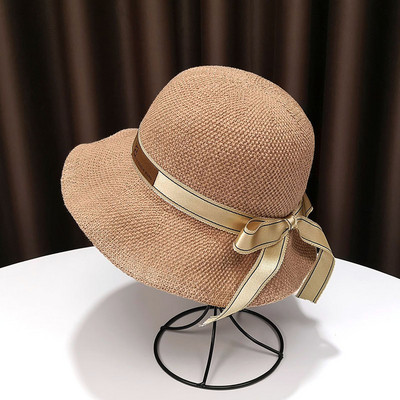 Palarie de protectie solara pentru femei cu panglica si vizor