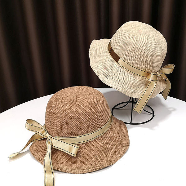 Palarie de protectie solara pentru femei cu panglica si vizor