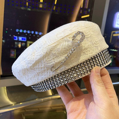 Palarie moderna de dama cu pietre - tip bereta