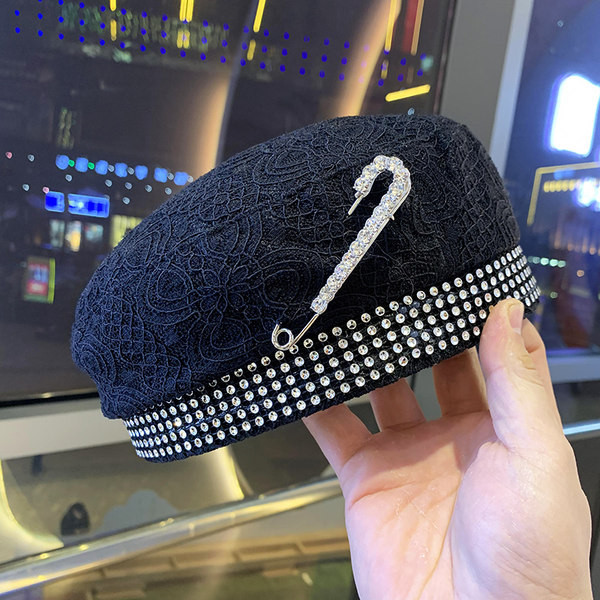 Palarie moderna de dama cu pietre - tip bereta