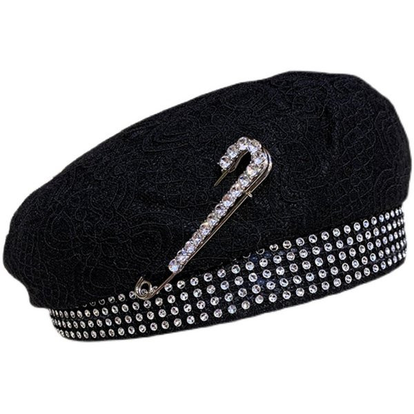 Palarie moderna de dama cu pietre - tip bereta