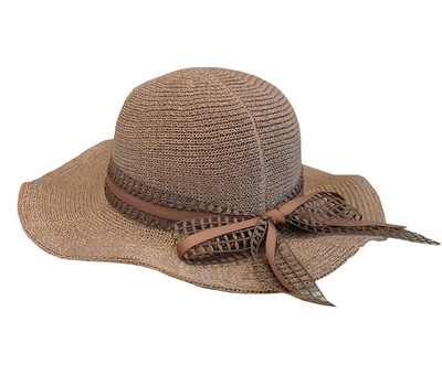 Palarie de protectie solara pentru femei cu panglica si boru