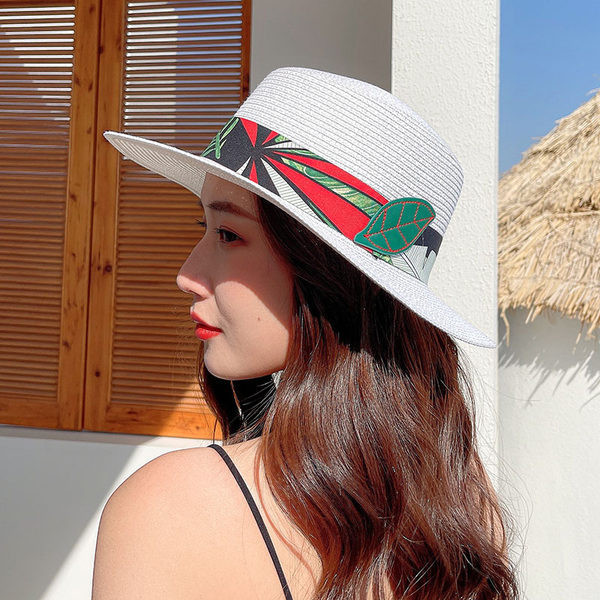 Palarie de paie dama cu model colorat