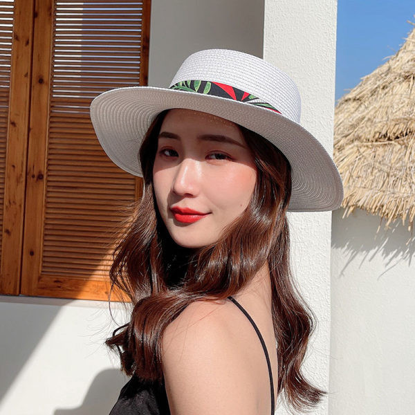 Palarie de paie dama cu model colorat