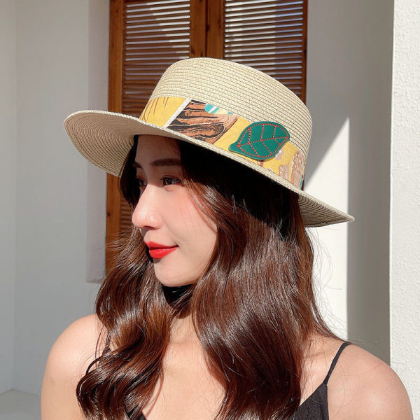 Palarie de paie dama cu model colorat