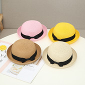 Pălărie de paie pentru femei cu protecție solară cu panglică