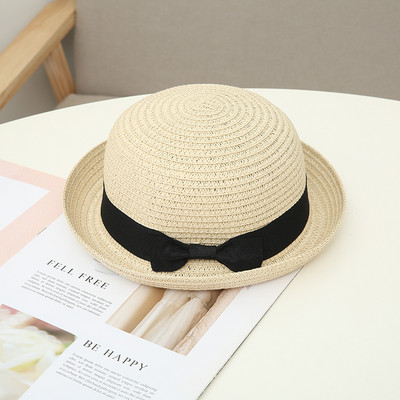 Pălărie de paie pentru femei cu protecție solară cu panglică