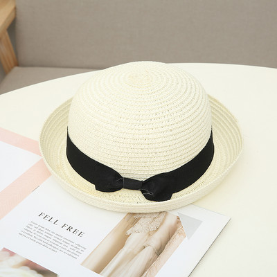 Pălărie de paie pentru femei cu protecție solară cu panglică