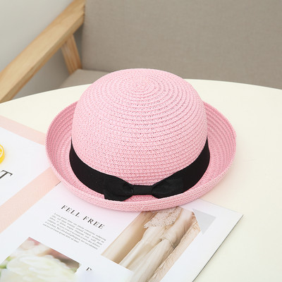 Pălărie de paie pentru femei cu protecție solară cu panglică