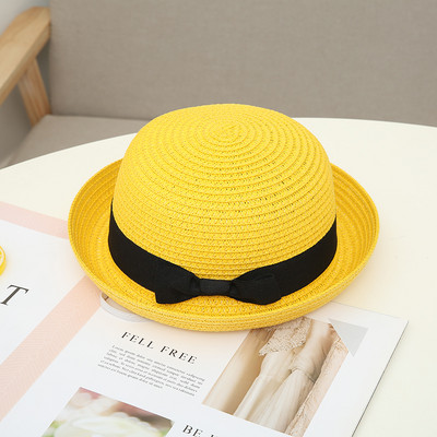 Pălărie de paie pentru femei cu protecție solară cu panglică