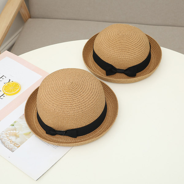 Pălărie de paie pentru femei cu protecție solară cu panglică
