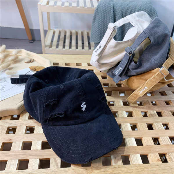 Palarie casual cu vizor si motive rupte