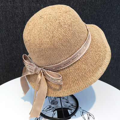 Palarie de protectie solara pentru femei cu panglica si vizor