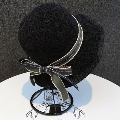 Palarie de protectie solara pentru femei cu panglica si vizor