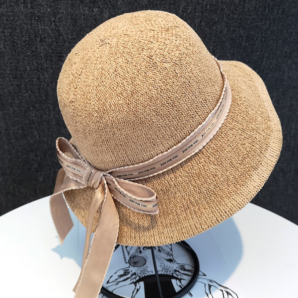 Palarie de protectie solara pentru femei cu panglica si vizor